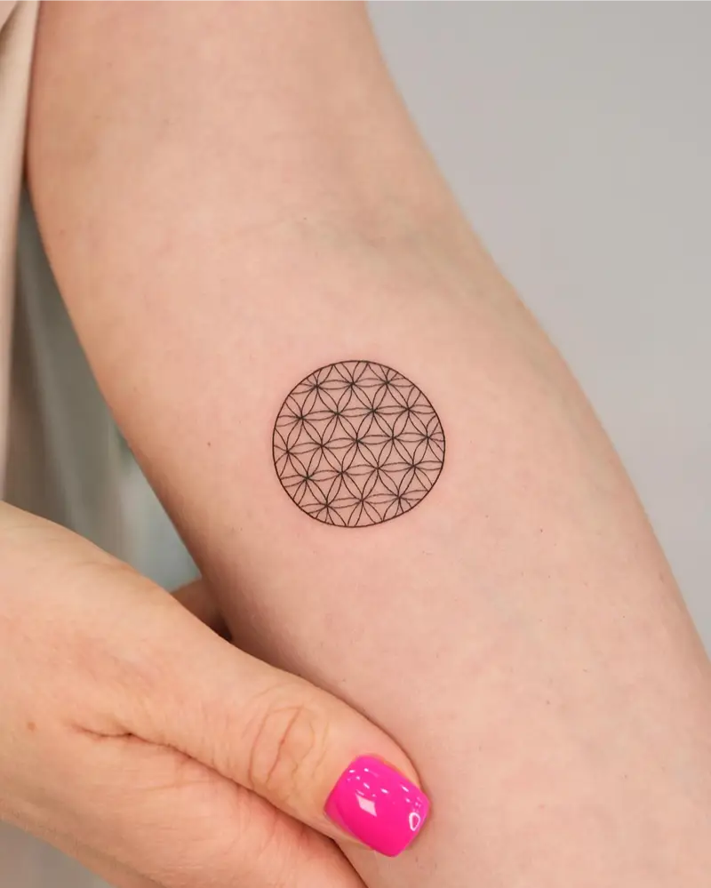 Minimalist Fine Line Flower of Life Tattoo