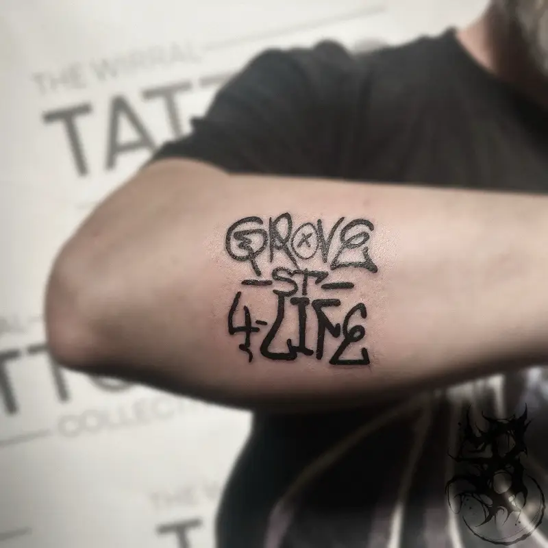 Minimalist Grove Street Script Tattoo
