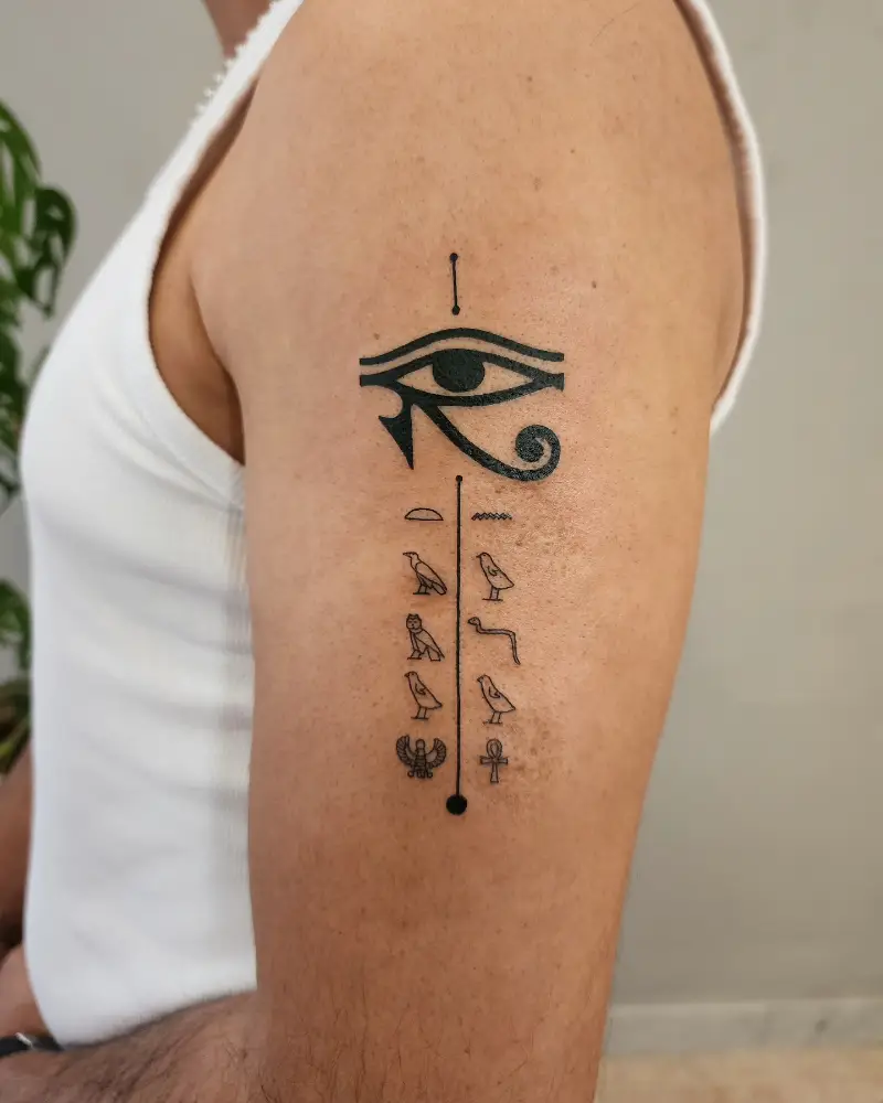 Minimalist Hieroglyphic Eye of Horus Tattoo
