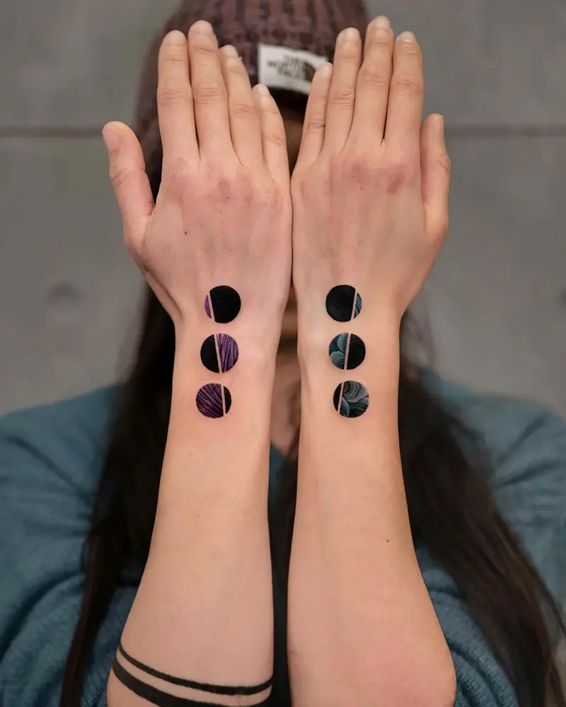 Minimalist Patterned Circle Wrist Tattoos