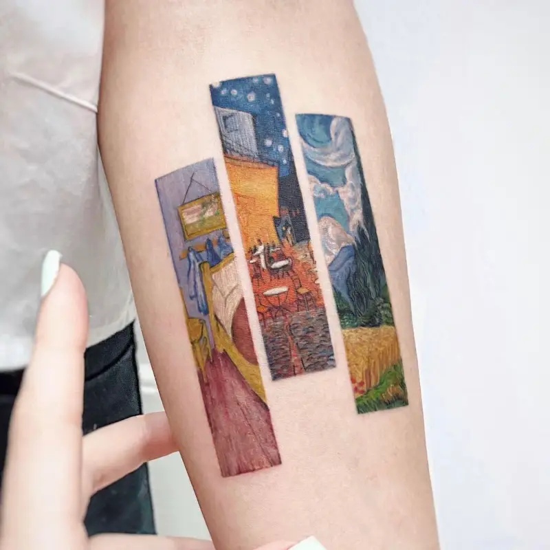 Minimalist Van Gogh Masterpiece Strip Tattoo