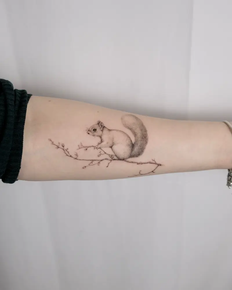 Minimalist Woodland Squirrel Tattoo