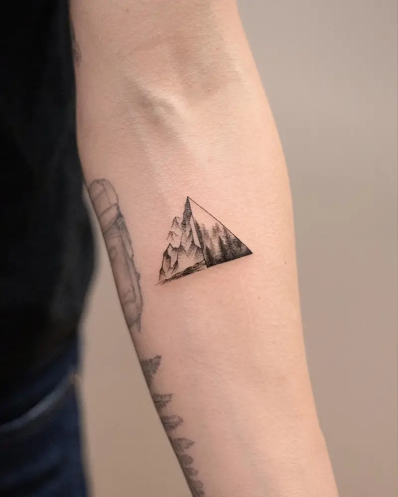 Mountain Landscape Triangle Tattoo