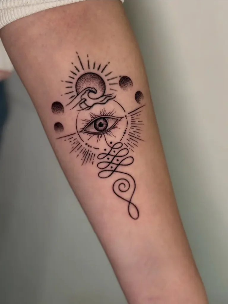 Mystical Eye Unalome Tattoo