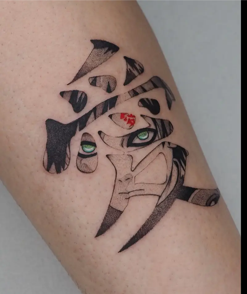 Negative Space Kanji Gaara Tattoo