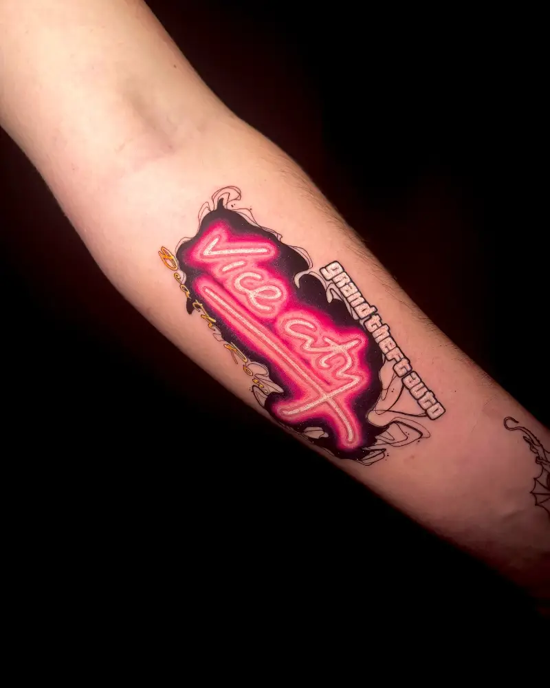 Neon Style Vice City Logo Tattoo