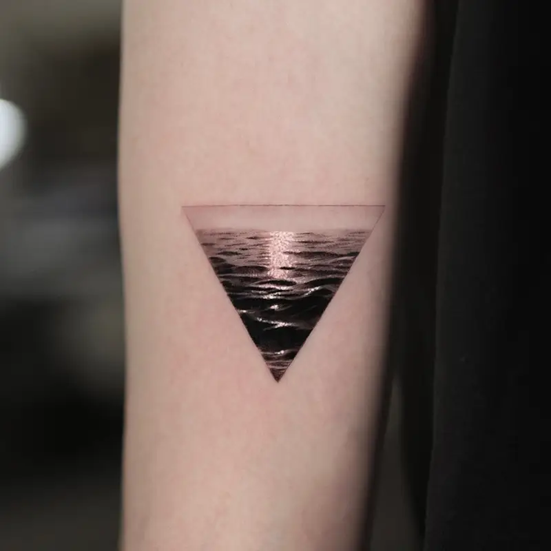 Ocean Reflection Triangle Tattoo