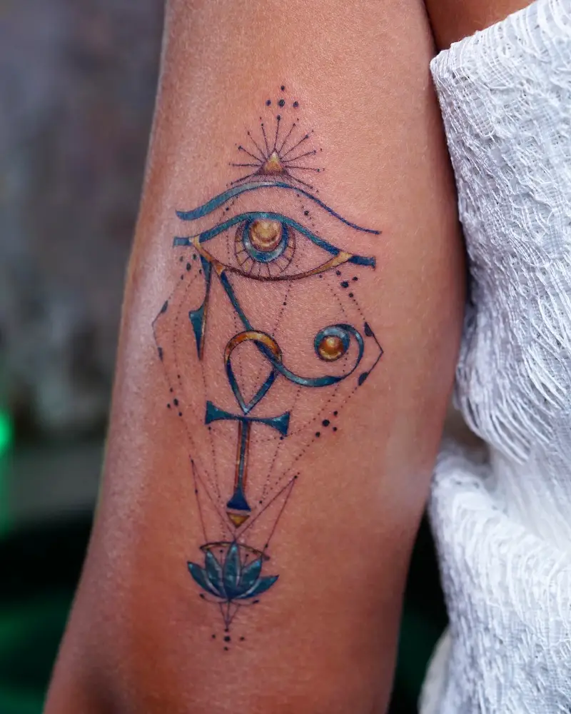 Ornamental Ankh Eye of Horus Tattoo