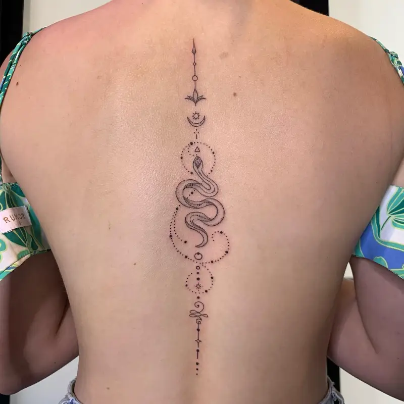 Ornamental Snake Spine Tattoo