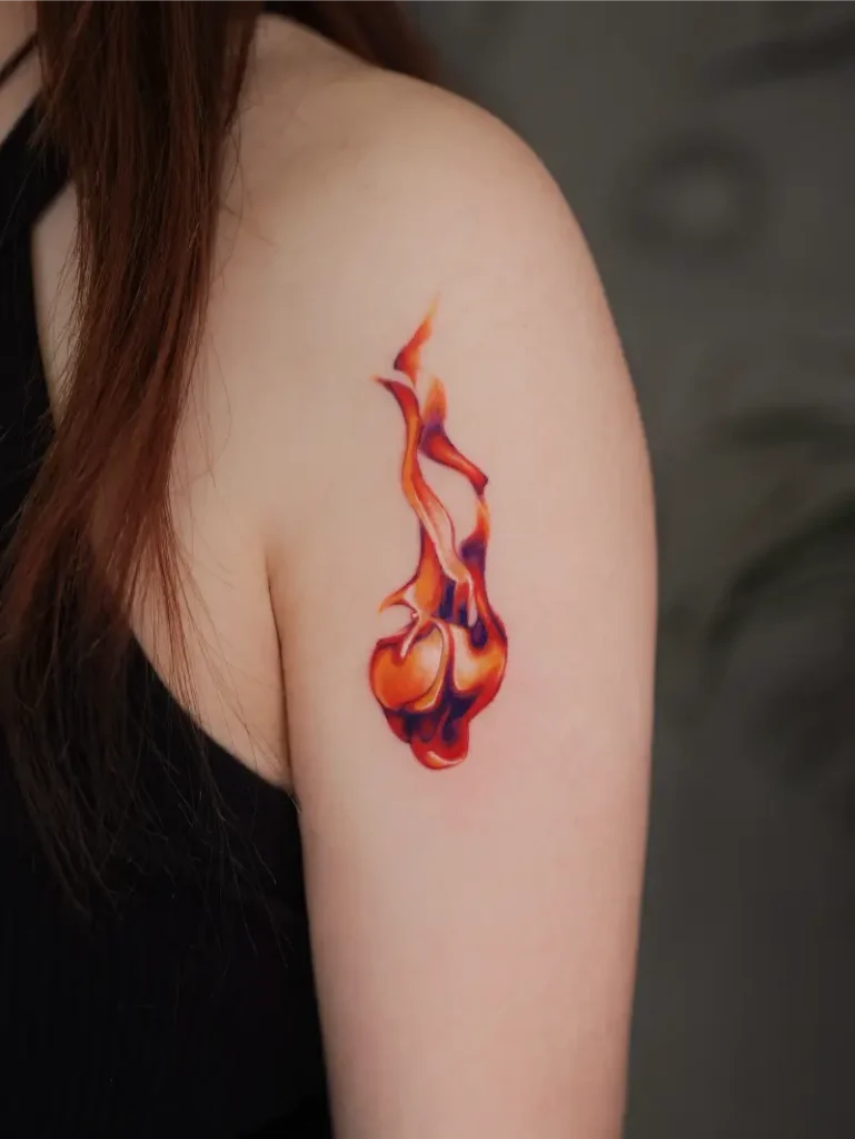Painterly Abstract Fire Tattoo