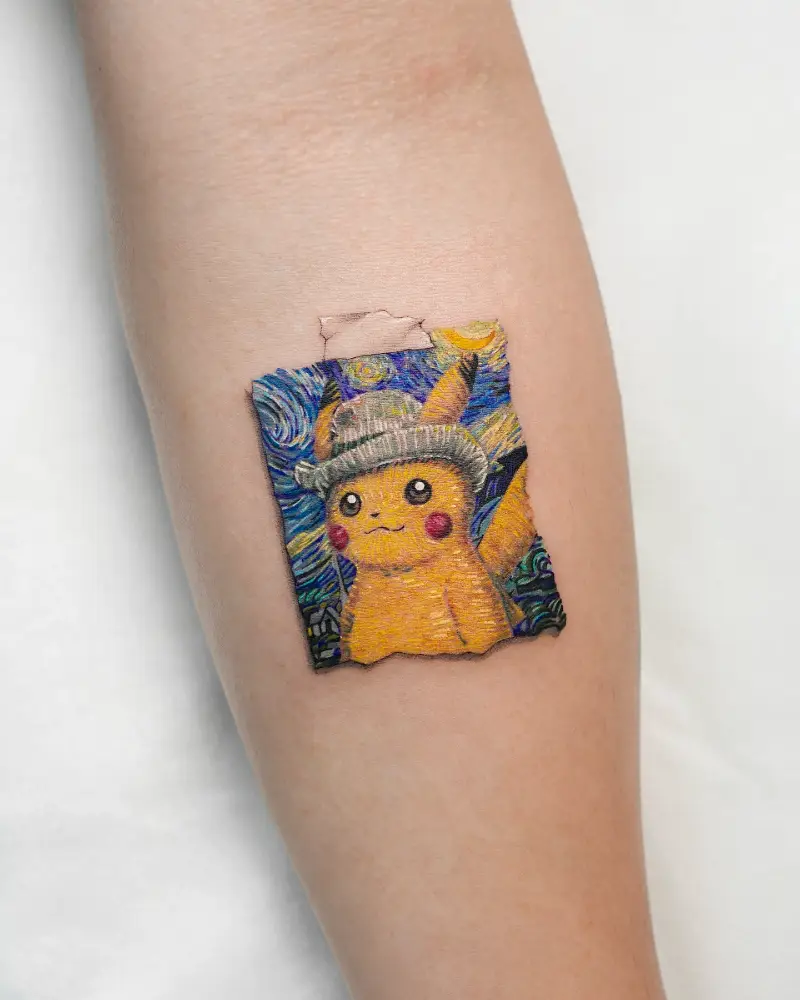 Pikachu Meets The Starry Night Tattoo