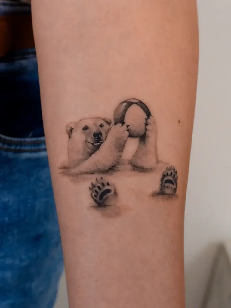 Playful Realism Polar Bear Tattoo
