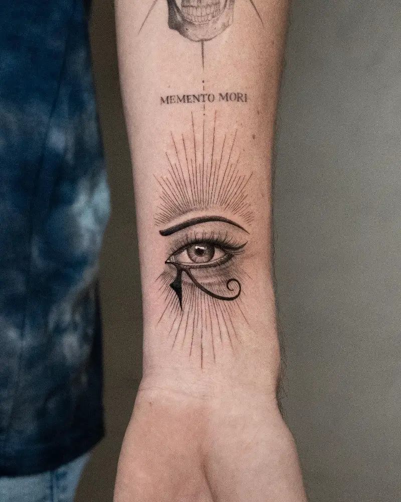 Radiant Realistic Eye of Horus Tattoo