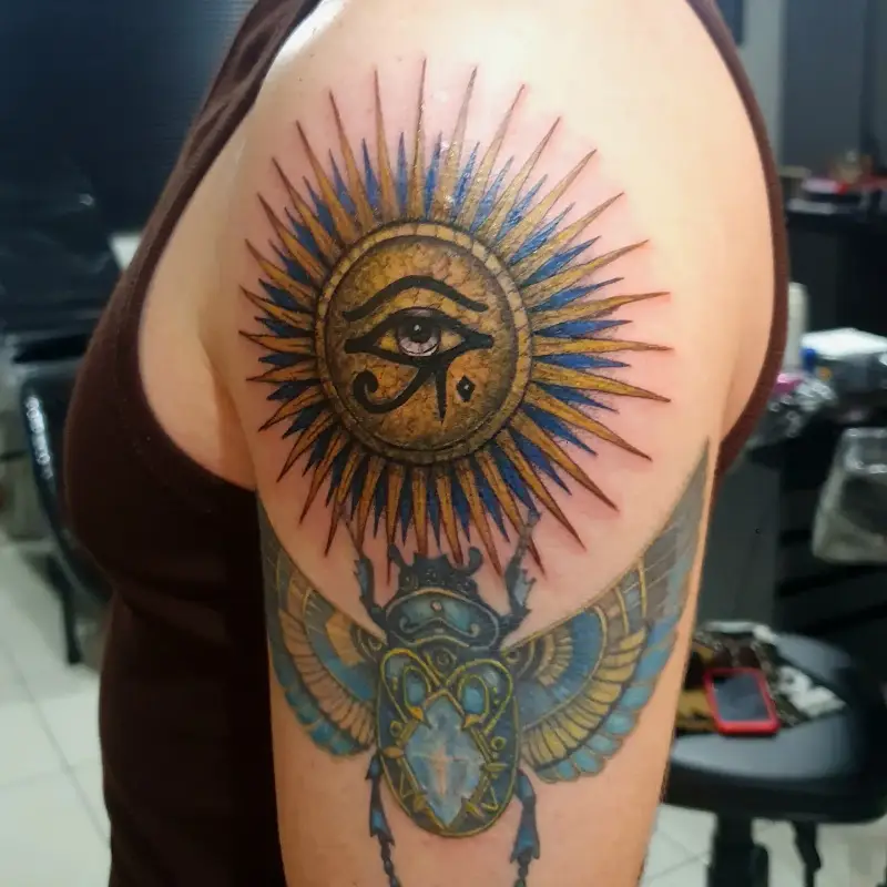 Radiant Sun Eye of Horus Tattoo