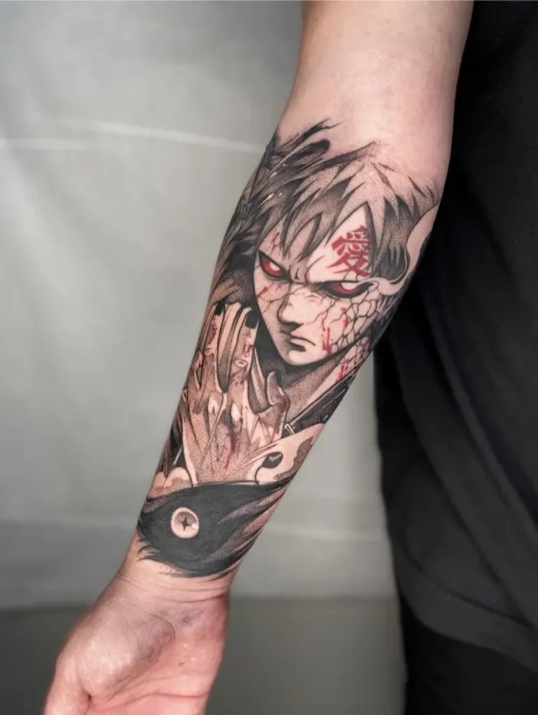 Realistic Battle Damage Gaara Tattoo