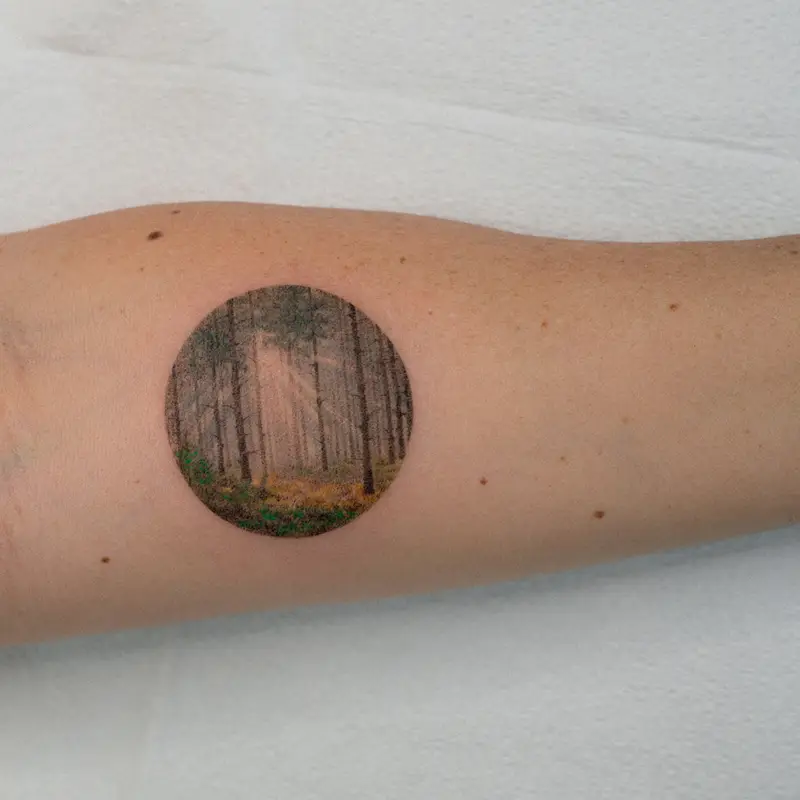 Realistic Forest Scene Circle Tattoo