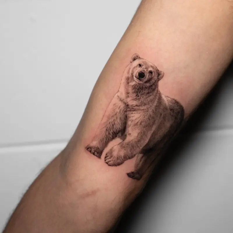 Realistic Resting Polar Bear Tattoo