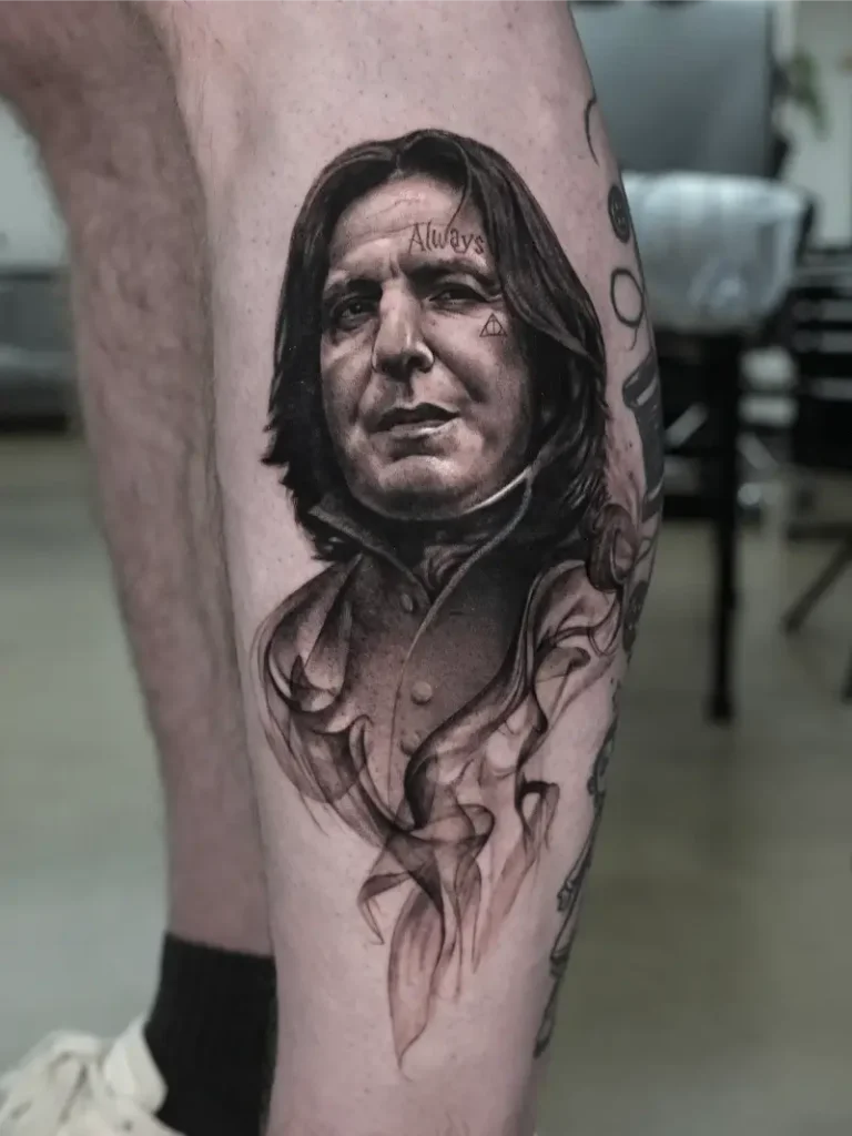 Realistic Severus Snape Portrait Tattoo