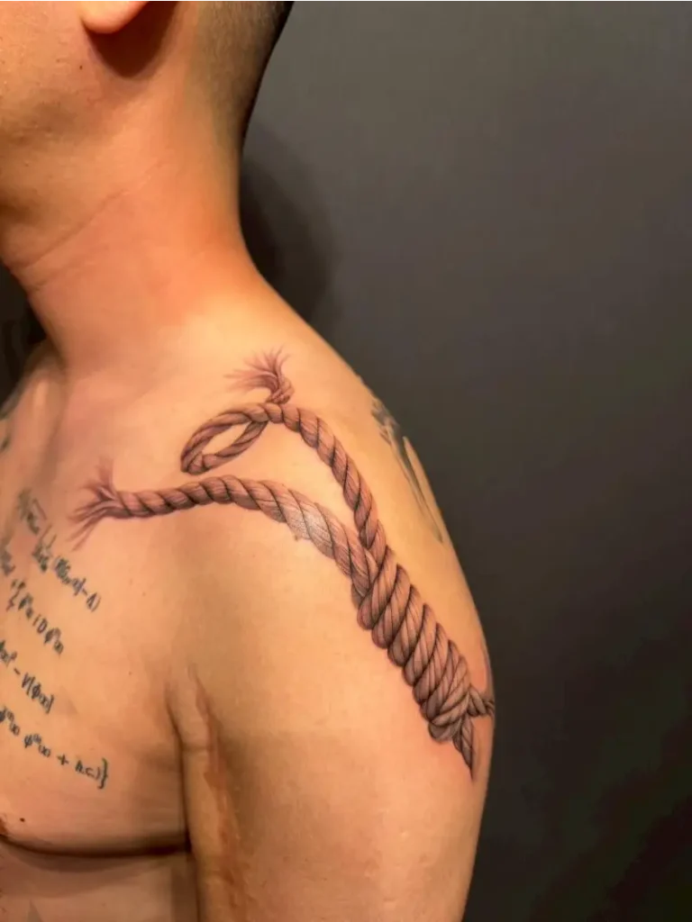 Realistic Shoulder Rope Wrap Tattoo