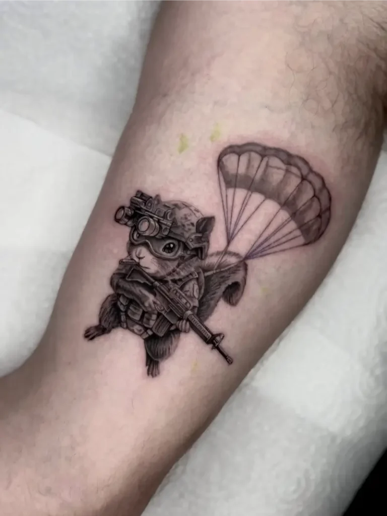 Realistic Tactical Squirrel Tattoo