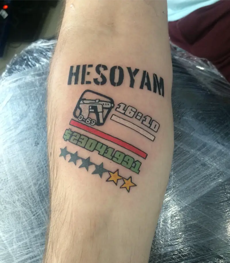 Retro HUD Cheat Code GTA Tattoo