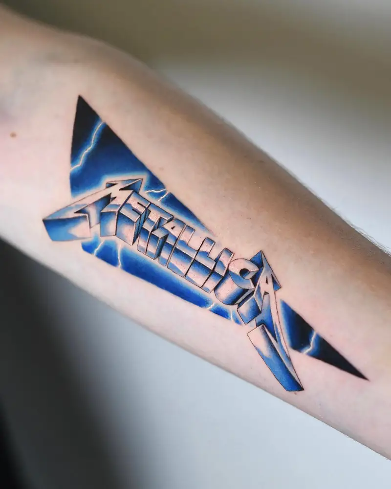 'Ride the Lightning' Inspired Blue Metallica Logo Tattoo