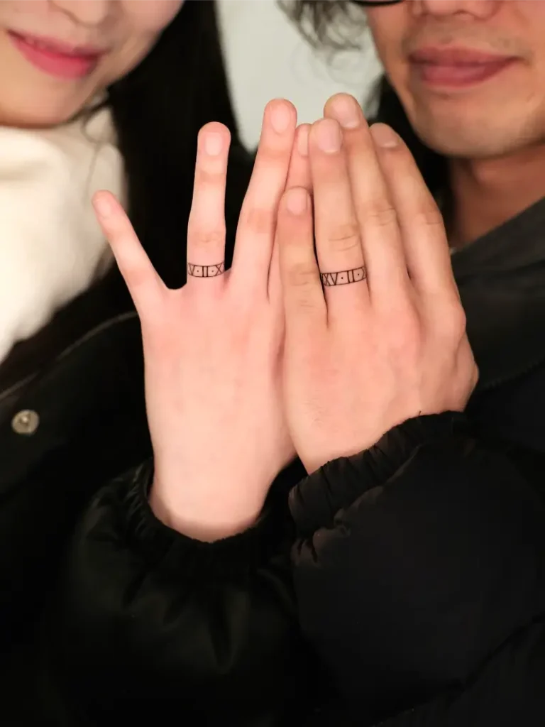 Roman Numeral Wedding Ring Tattoo