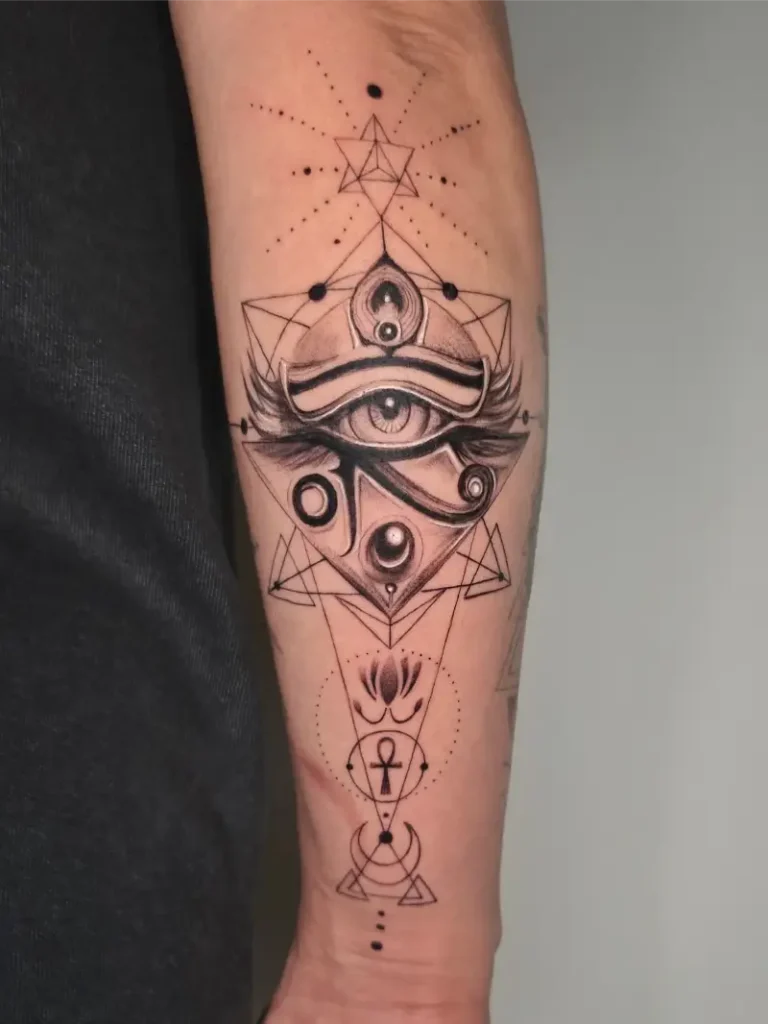 Sacred Geometry Eye of Horus Sleeve Tattoo