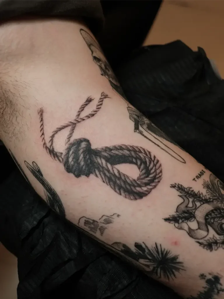 Sketch Style Twisted Rope Loop Tattoo