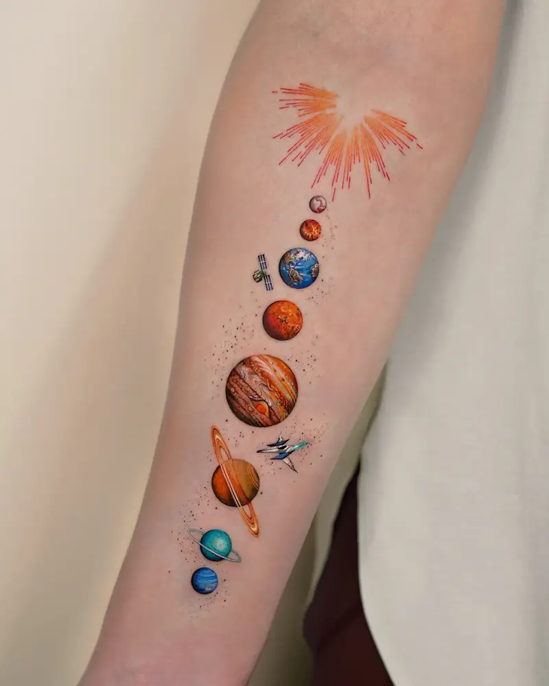 Solar System Planet Sleeve Tattoo