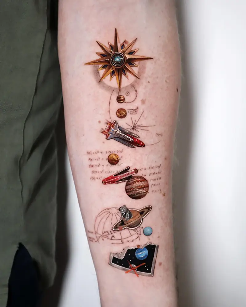 Space Exploration Planet Tattoo