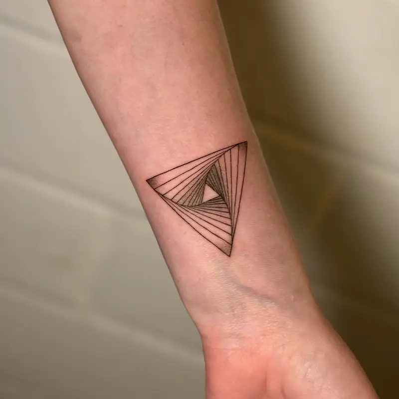 Spiral Illusion Triangle Tattoo