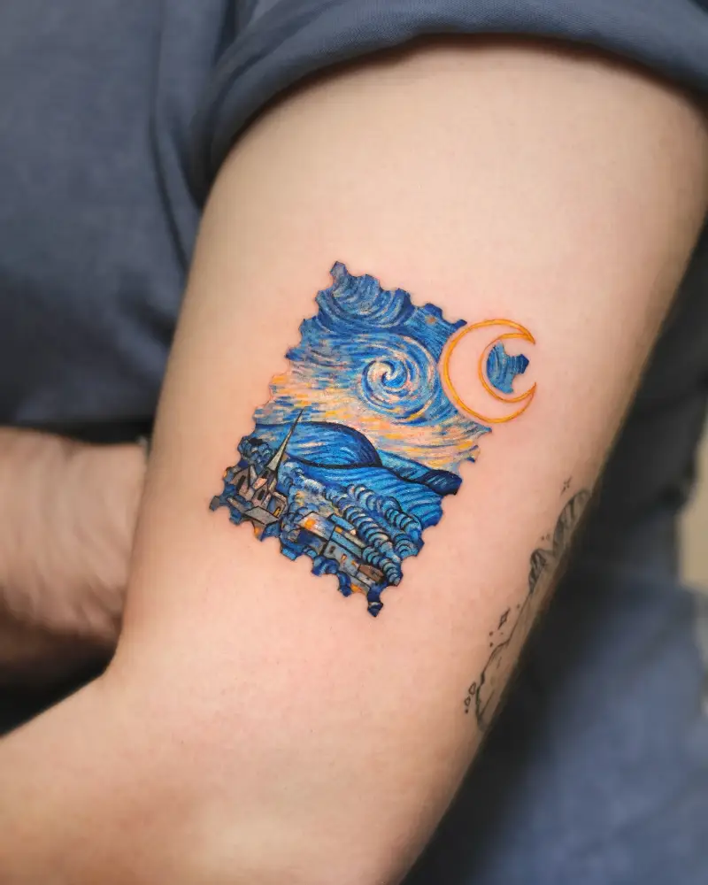 Stamp Style The Starry Night Tattoo