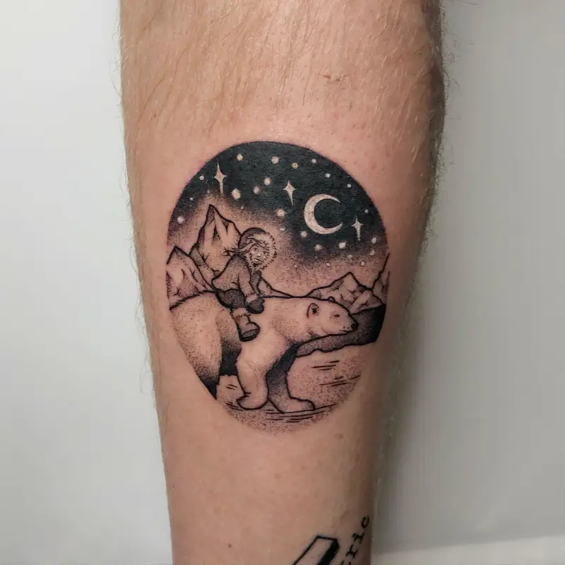 Storybook Polar Bear Rider Tattoo