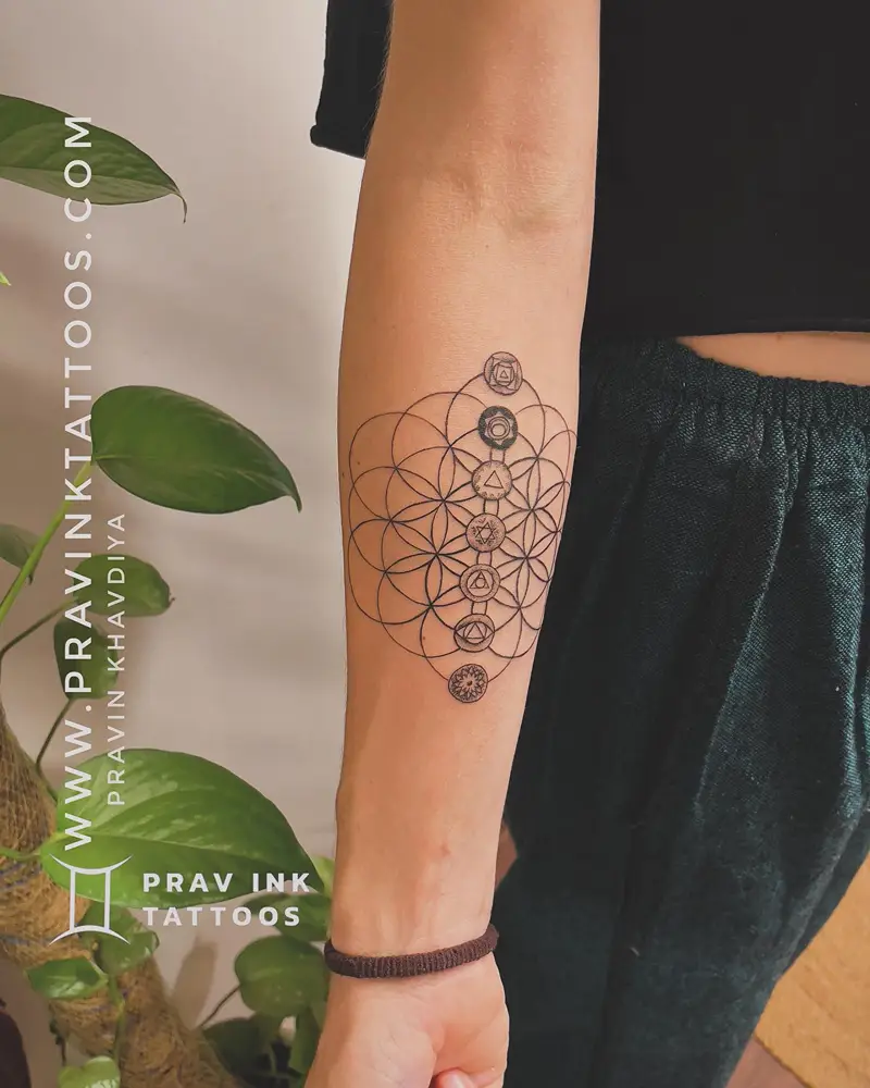 Symbolic Chakra Flower of Life Tattoo