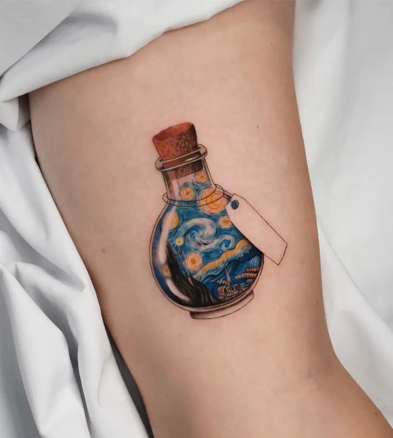The Starry Night Potion Bottle Tattoo