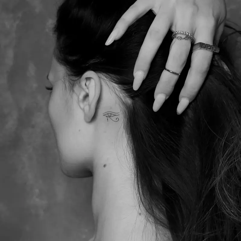 Tiny Fine Line Eye of Horus Tattoo