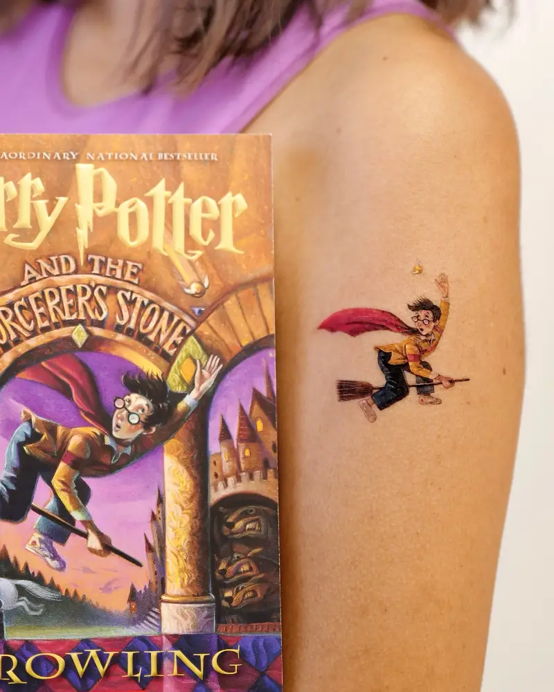 Tiny Flying Harry Potter Tattoo