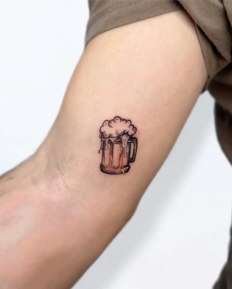 Tiny Micro Realism Beer Mug Tattoo