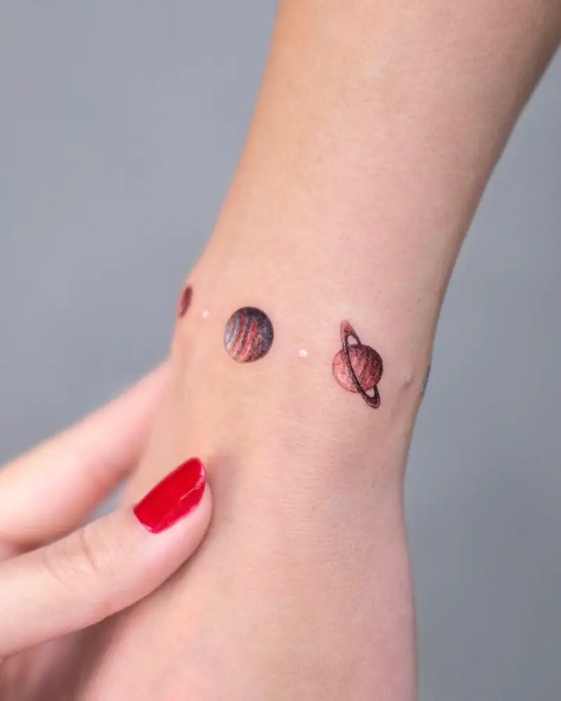 Tiny Planet Wrist Band Tattoo