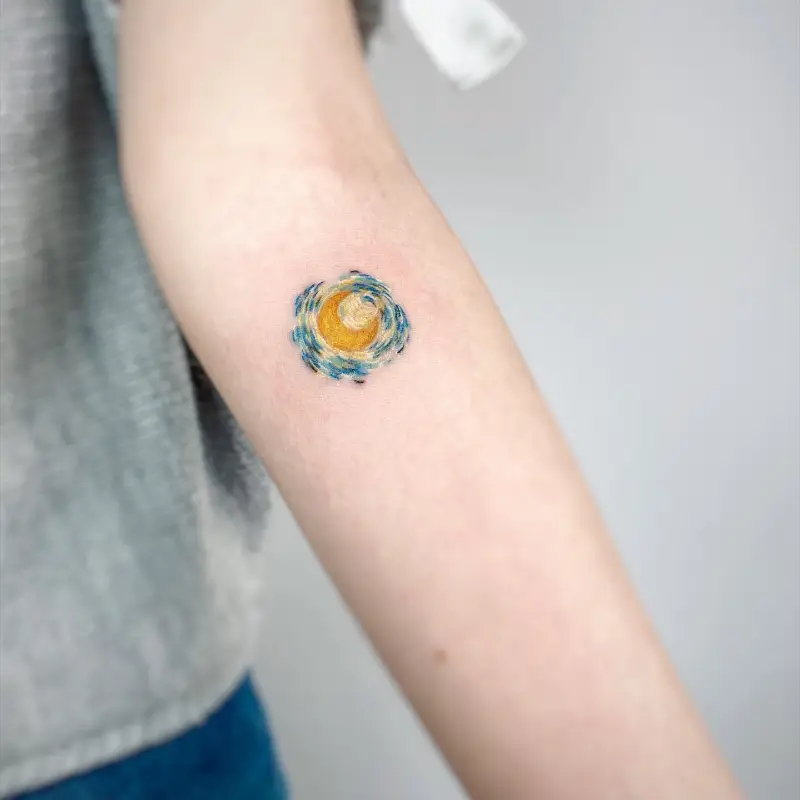 Tiny The Starry Night Swirl Tattoo