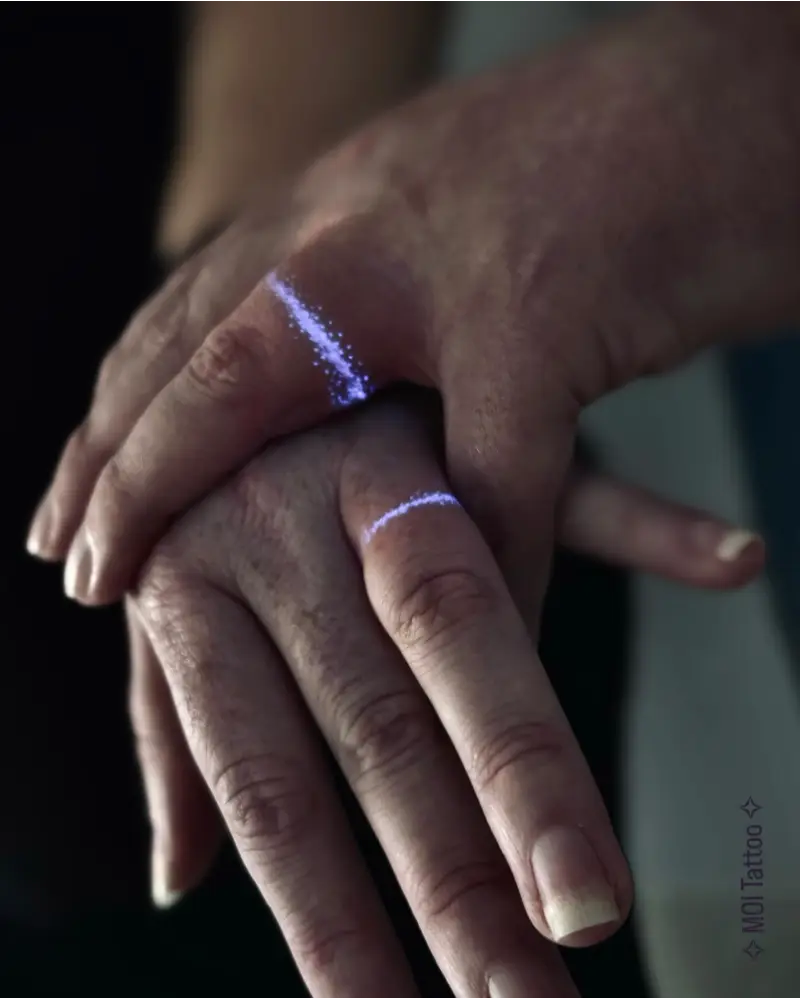 UV Glow Wedding Ring Tattoo
