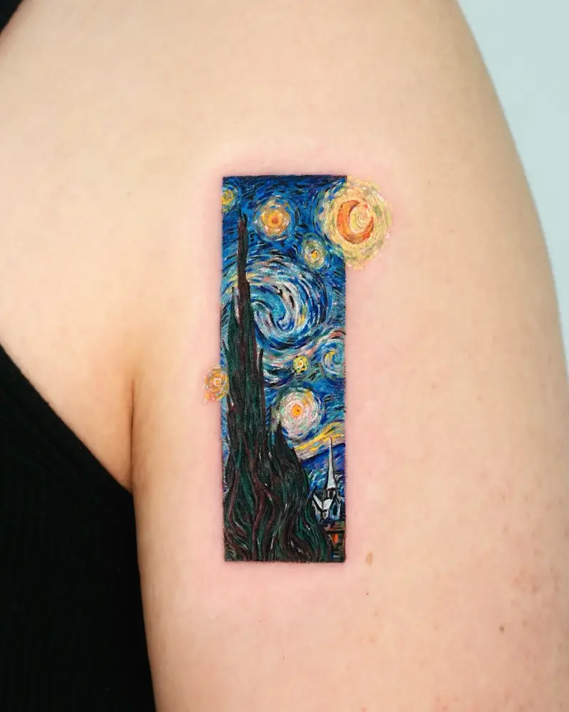 Vertical The Starry Night Window Tattoo