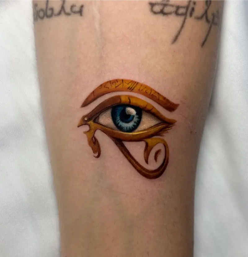 Vibrant Egyptian Eye of Horus Tattoo