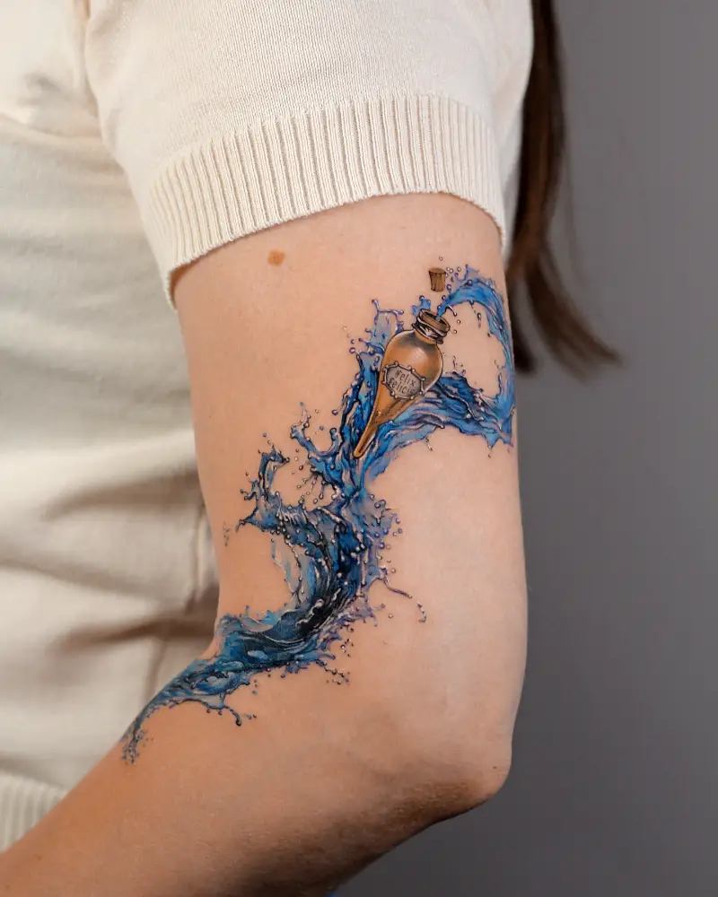Vibrant Felix Felicis Potion Tattoo