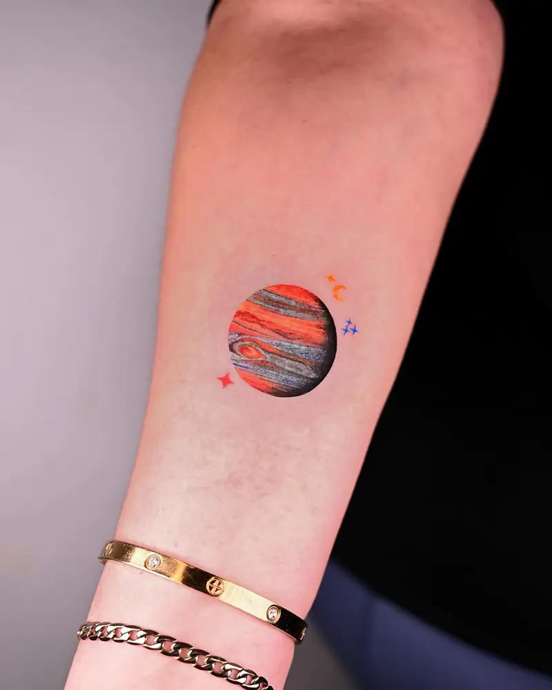 Vibrant Jupiter Planet Tattoo
