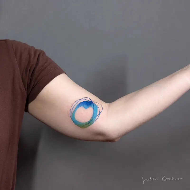 Watercolor Abstract Circle Tattoo