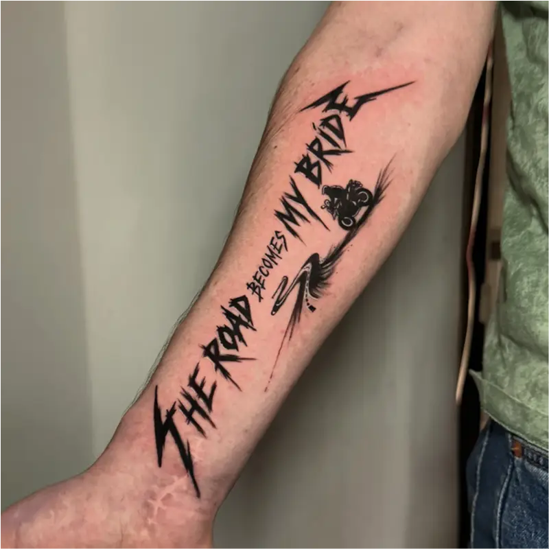 Wherever I Roam' in Metallica Font Tattoo
