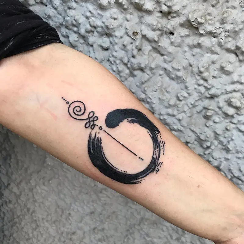 Zen Brushstroke Enso Unalome Tattoo